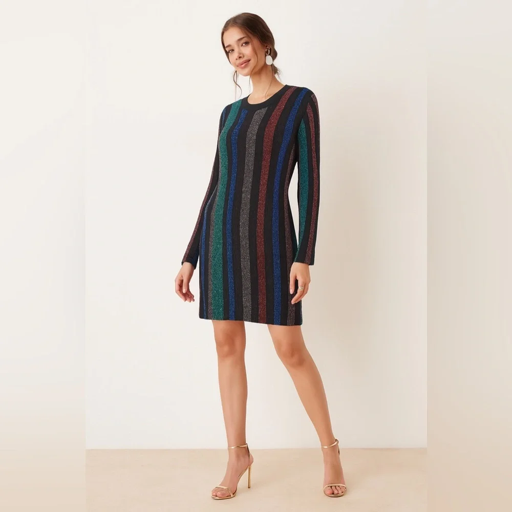 Ted Baker shimmer Striped Glitter Dress - Picture 1 of 7